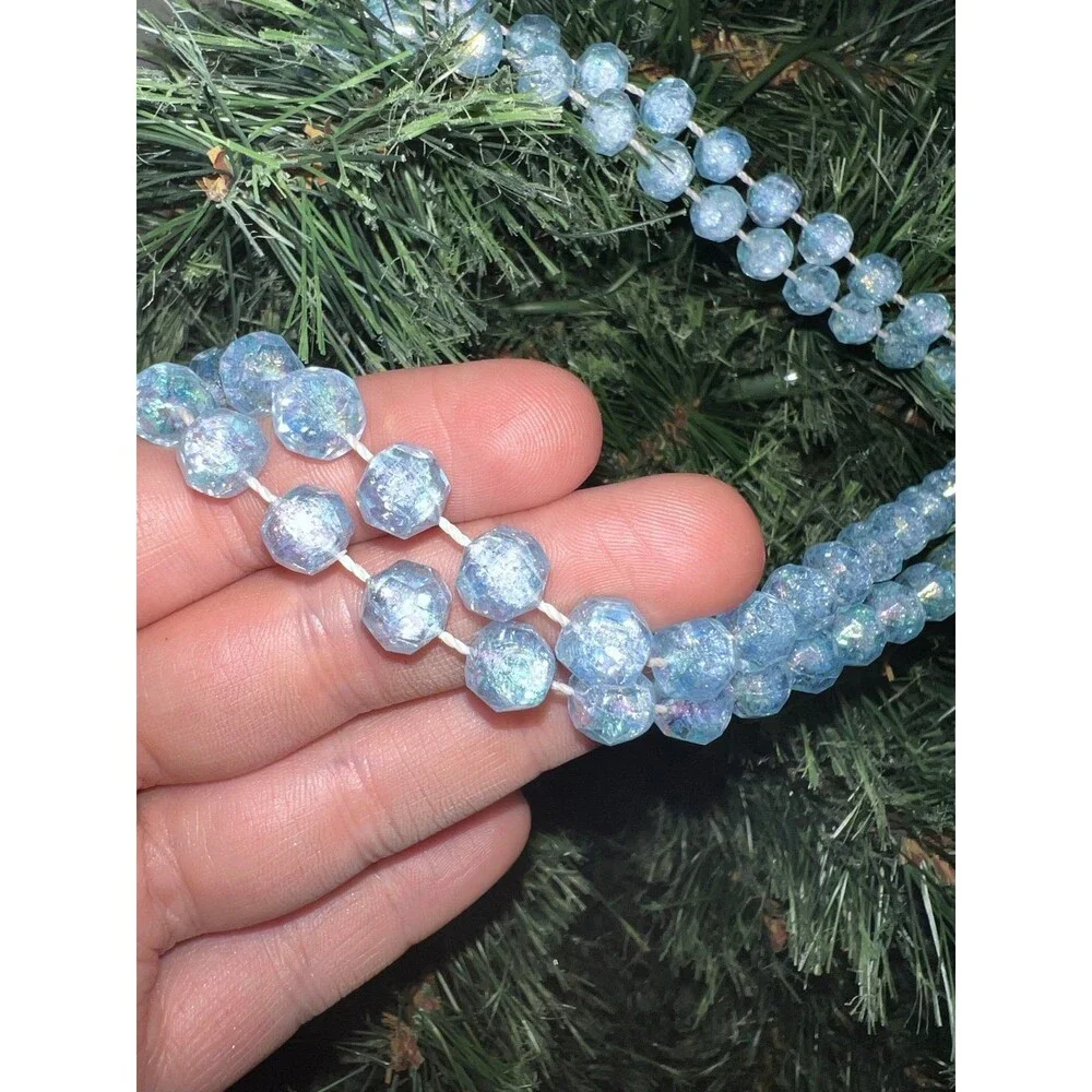 Vintage Christmas Bead Garland Hue Lot Pearl Pink Blue 60+ Yards, Holiday Decor,